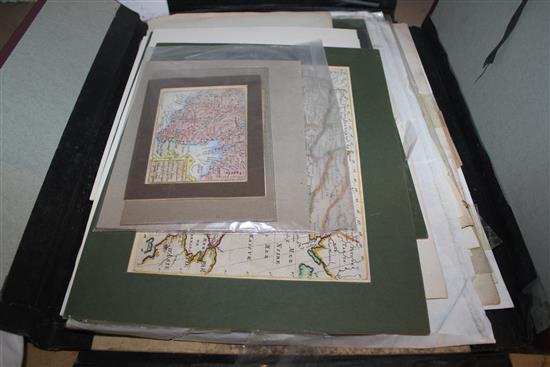 Turcomanie; 2 other Sanson maps; P Van Den Keere miniature map of E Scotland; small portfolio of other unframed maps (Q)